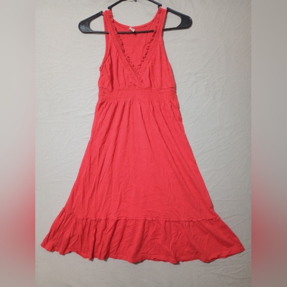 Old Navy Womens Red Sleeveless V-Neck Ruffle Pullover Shift Dress Size XS Beach - Picture 1 of 6